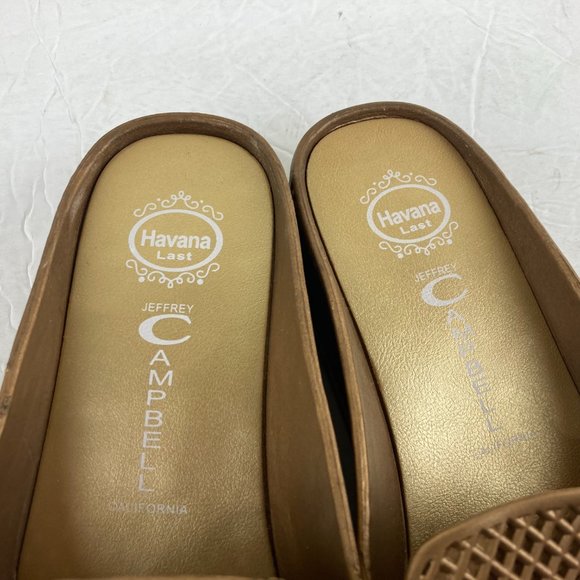 Jeffrey Campbell Women sz 9 Fling Bronze / Brown Slip On Comfort Sandals Slides - Picture 5 of 8